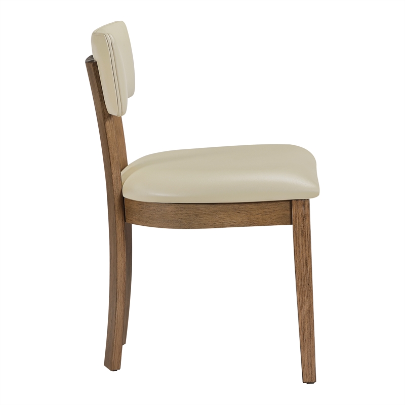 Scranton & Co Dining Chair in Taupe Faux Leather Medium Oak Wood 2-Pack