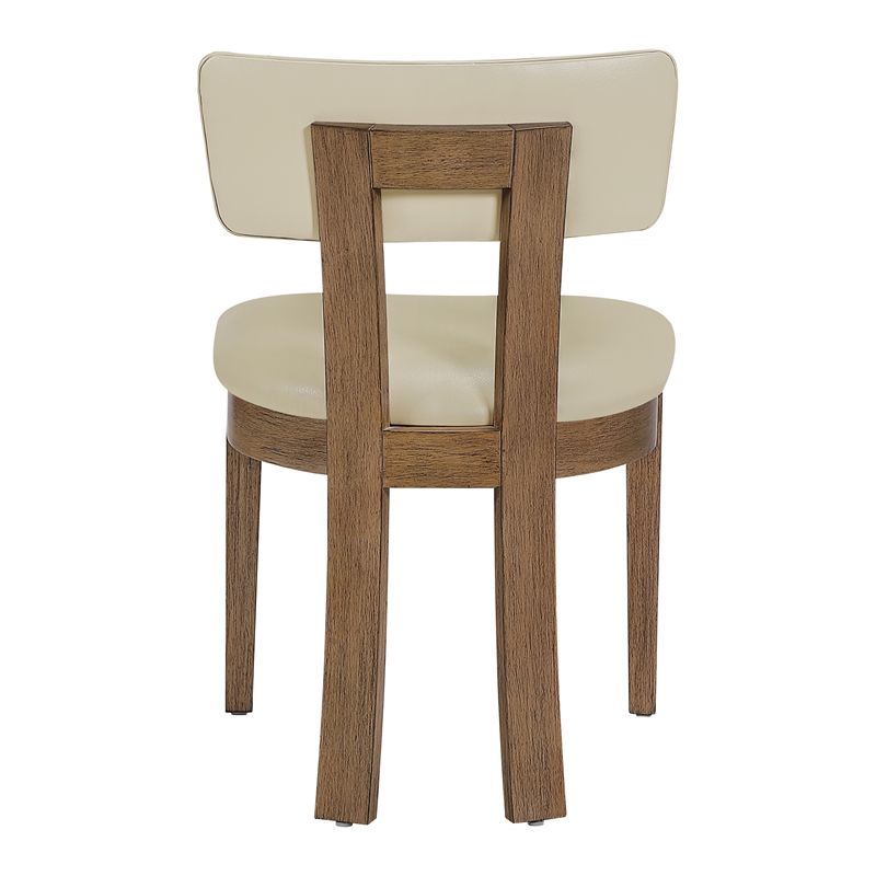 Scranton & Co Dining Chair in Taupe Faux Leather Medium Oak Wood 2-Pack