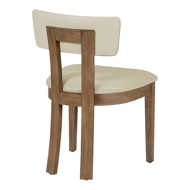 Scranton & Co Dining Chair in Taupe Faux Leather Medium Oak Wood 2-Pack