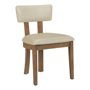 Scranton & Co Dining Chair in Taupe Faux Leather Medium Oak Wood 2-Pack