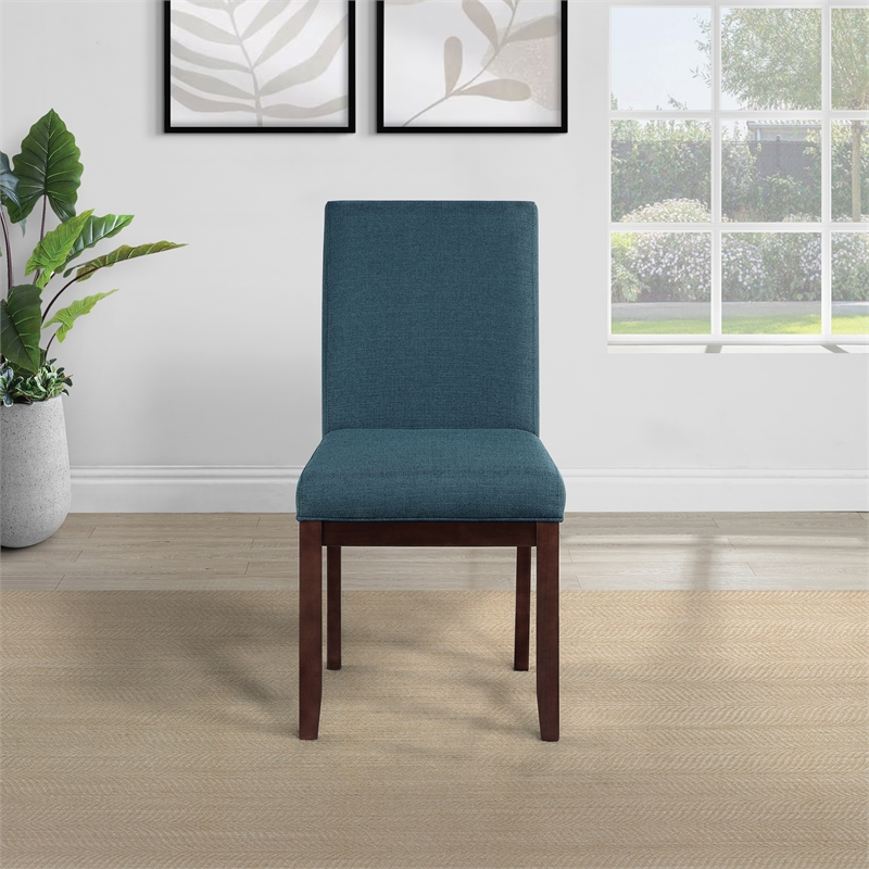 Scranton & Co Parsons Dining Chair in Azure Fabric Espresso Wood Legs