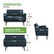 Scranton & Co Loveseat in Navy Fabric with Medium Espresso Wood Legs