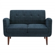 Scranton & Co Loveseat in Navy Fabric with Medium Espresso Wood Legs