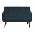 Scranton & Co Loveseat in Navy Fabric with Medium Espresso Wood Legs