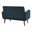 Scranton & Co Loveseat in Navy Fabric with Medium Espresso Wood Legs