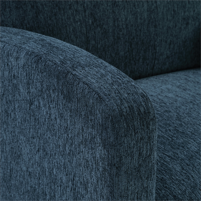Scranton & Co Loveseat in Navy Fabric with Medium Espresso Wood Legs