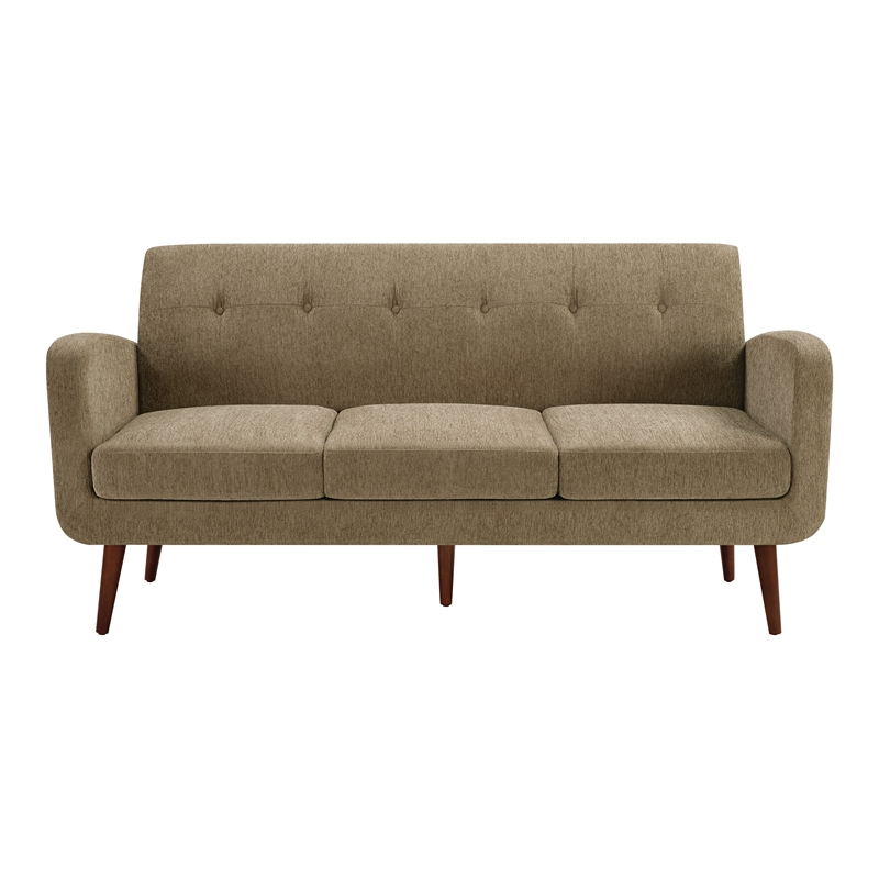 Scranton & Co Loveseat in Taupe Fabric with Medium Espresso Wood Legs