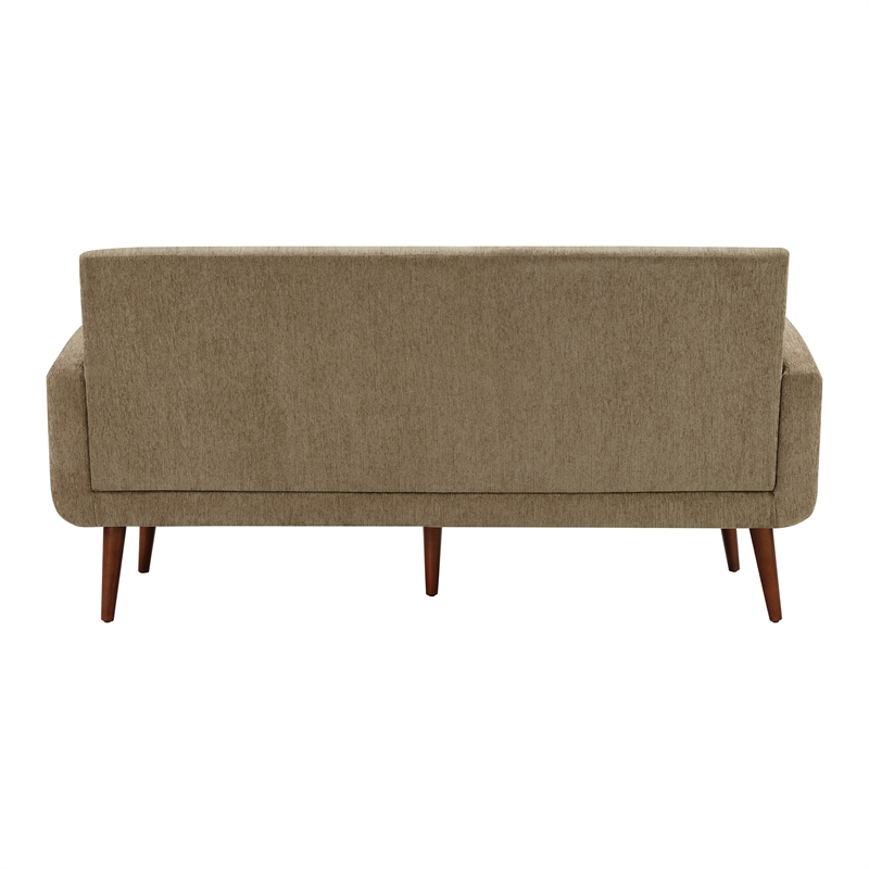 Scranton & Co Loveseat in Taupe Fabric with Medium Espresso Wood Legs
