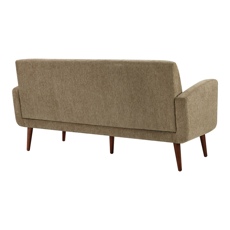 Scranton & Co Loveseat in Taupe Fabric with Medium Espresso Wood Legs