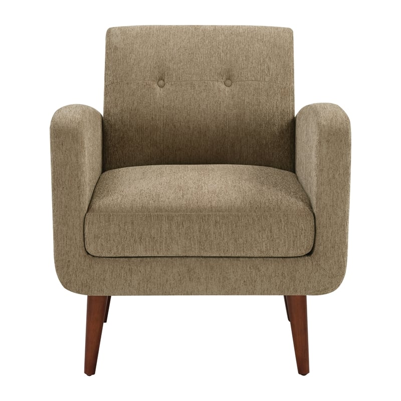 Scranton & Co Armchair in Taupe Fabric with Medium Espresso Wood Legs