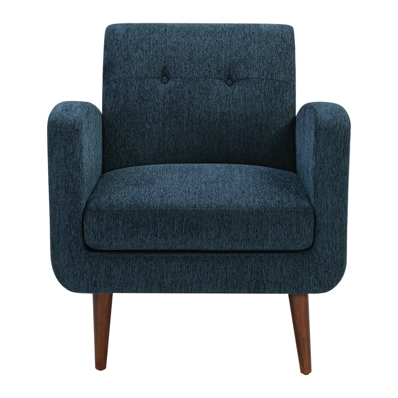 Scranton & Co Navy Fabric Armchair with Espresso Wood Legs Contemporary