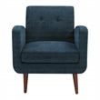 Scranton & Co Navy Fabric Armchair with Espresso Wood Legs Contemporary