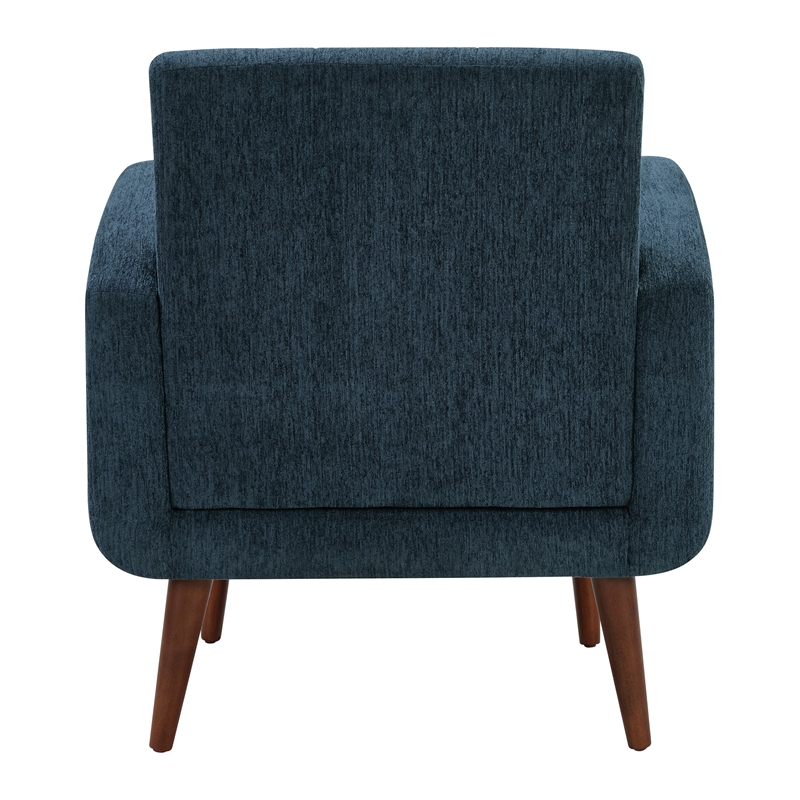 Scranton & Co Navy Fabric Armchair with Espresso Wood Legs Contemporary