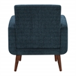 Scranton & Co Navy Fabric Armchair with Espresso Wood Legs Contemporary