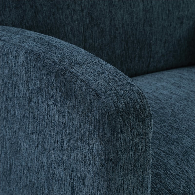 Scranton & Co Navy Fabric Armchair with Espresso Wood Legs Contemporary