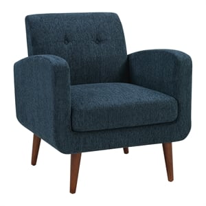 Scranton & Co Navy Fabric Armchair with Espresso Wood Legs Contemporary