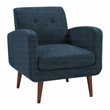 Scranton & Co Navy Fabric Armchair with Espresso Wood Legs Contemporary