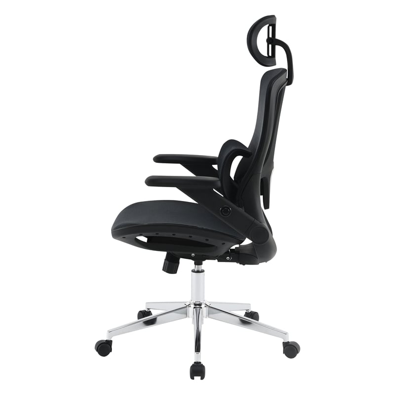 Scranton & Co Black Mesh Manager's Chair with Headrest and Chrome Base