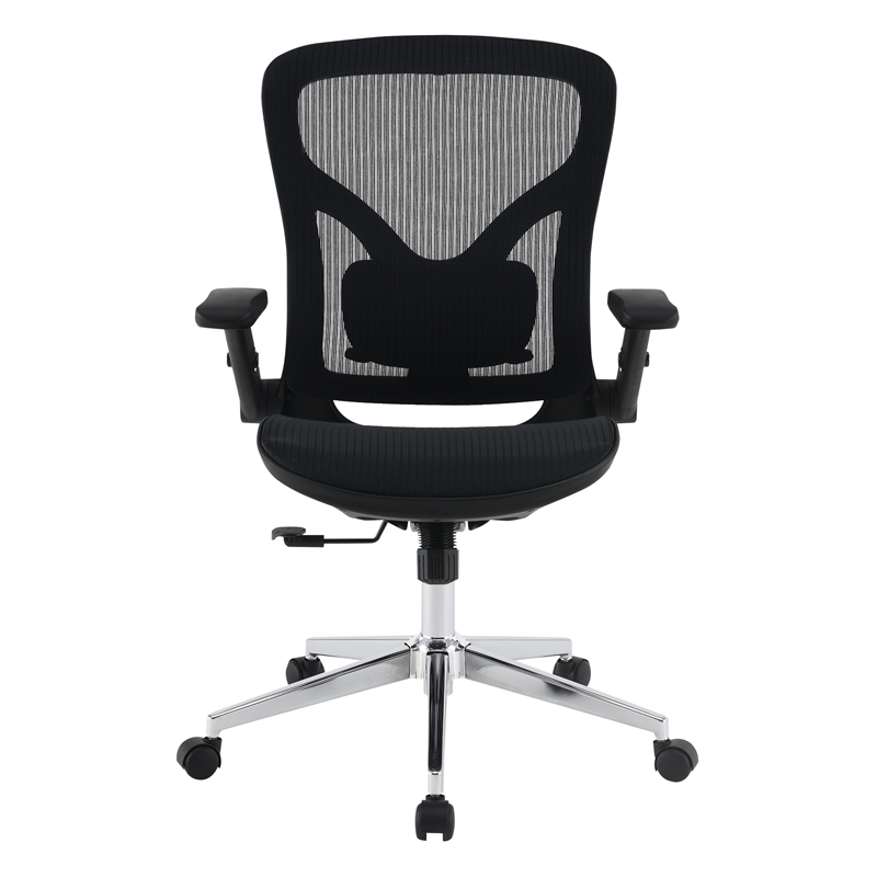 Scranton & Co Black Mesh Manager's Chair with 4D Flip Arms Chrome Base