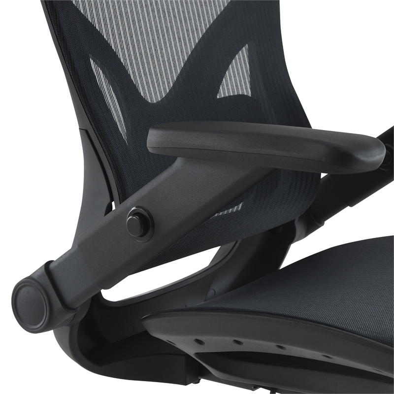 Scranton & Co Black Mesh Manager's Chair with 4D Flip Arms Chrome Base