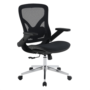 Scranton & Co Black Mesh Manager's Chair with 4D Flip Arms Chrome Base