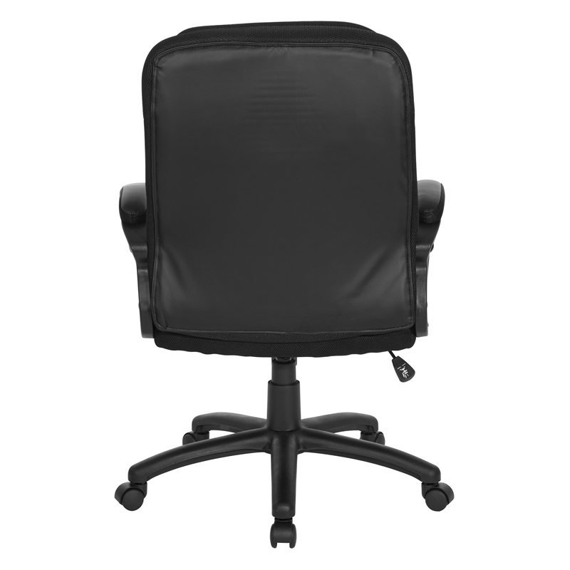 Scranton & Co Black Faux Leather Manager's Chair Padded Arms Nylon Base