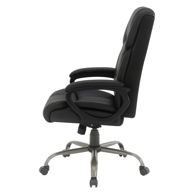 Scranton & Co High-Back Black Faux Leather Executive Chair Titanium Base