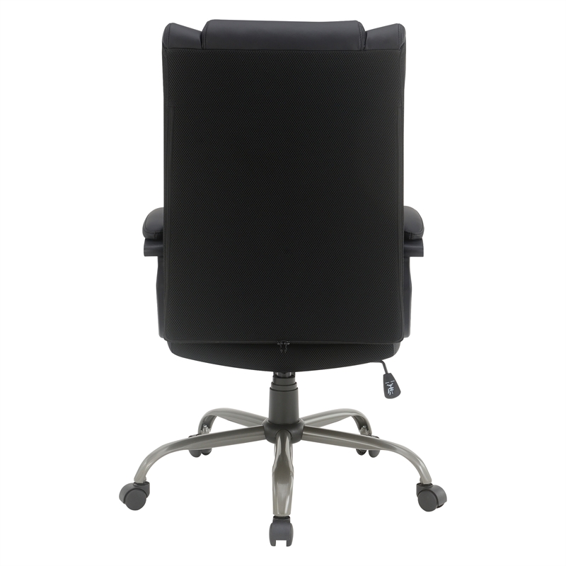 Scranton & Co High-Back Black Faux Leather Executive Chair Titanium Base