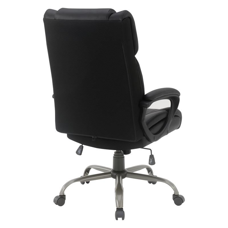Scranton & Co High-Back Black Faux Leather Executive Chair Titanium Base