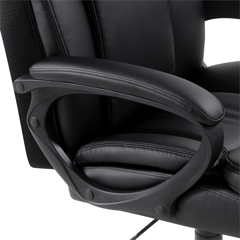 Scranton & Co High-Back Black Faux Leather Executive Chair Titanium Base