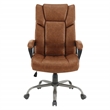 Scranton & Co High-Back Saddle Brown Faux Leather Executive Chair Titanium