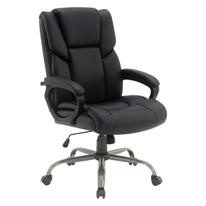 Scranton & Co Mid-Back Black Faux Leather Executive Chair Titanium Base