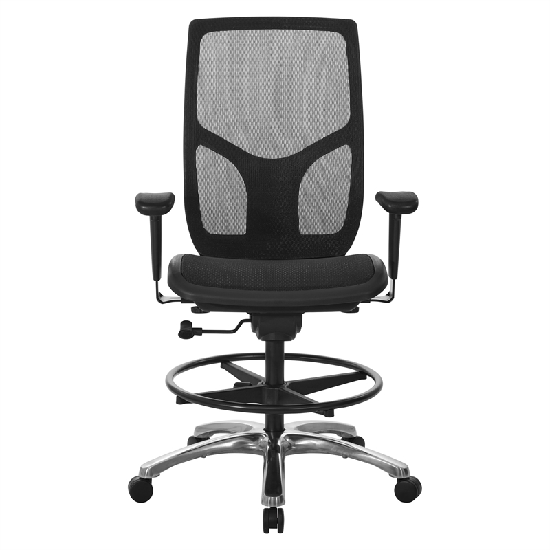 Scranton & Co ProGrid Mesh Back Drafting Chair with Black Mesh Seat