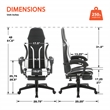 Scranton & Co Gaming Chair with Retractable Footrest in White Faux Leather