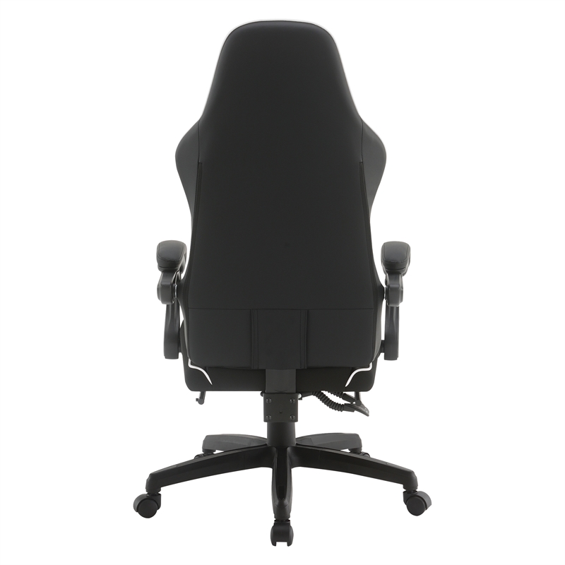 Scranton & Co Gaming Chair with Retractable Footrest in White Faux Leather