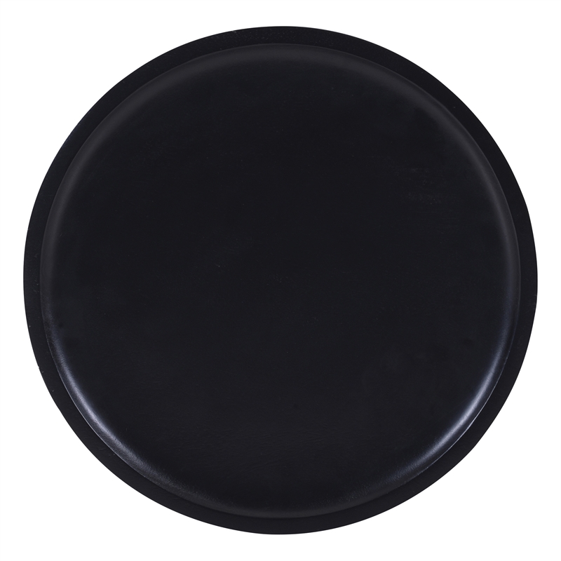 Scranton & Co Round Solid Wood Fluted Pedestal Accent Table in Black