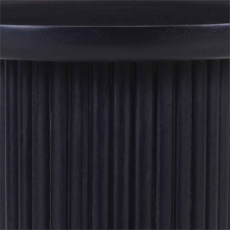 Scranton & Co Round Solid Wood Fluted Pedestal Accent Table in Black