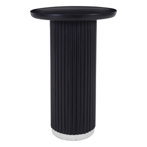 Scranton & Co Round Solid Wood Fluted Pedestal Accent Table in Black