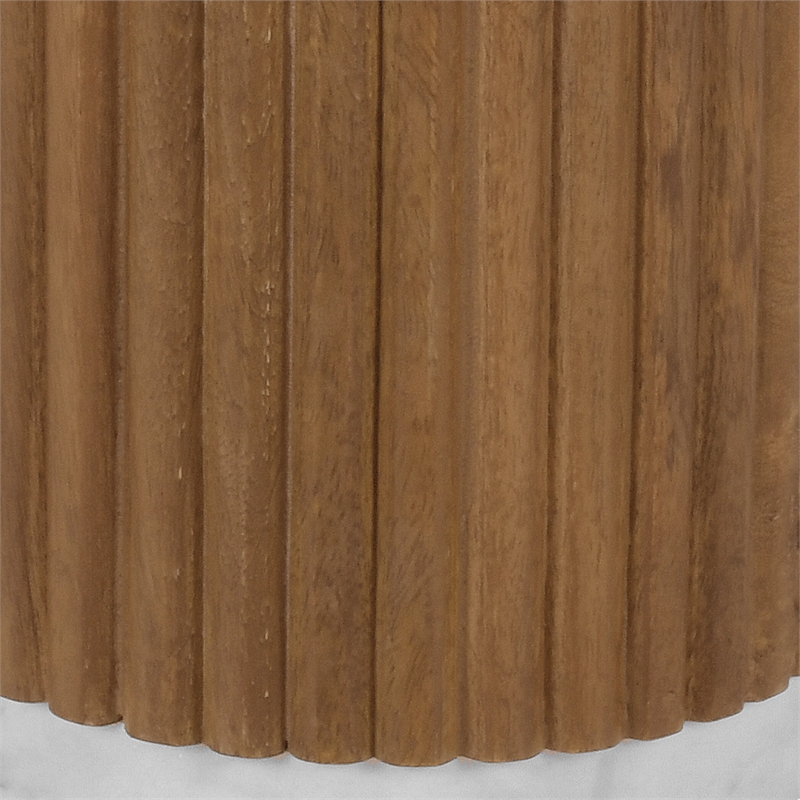 Scranton & Co Round Solid Wood Fluted Pedestal Accent Table in Golden Honey
