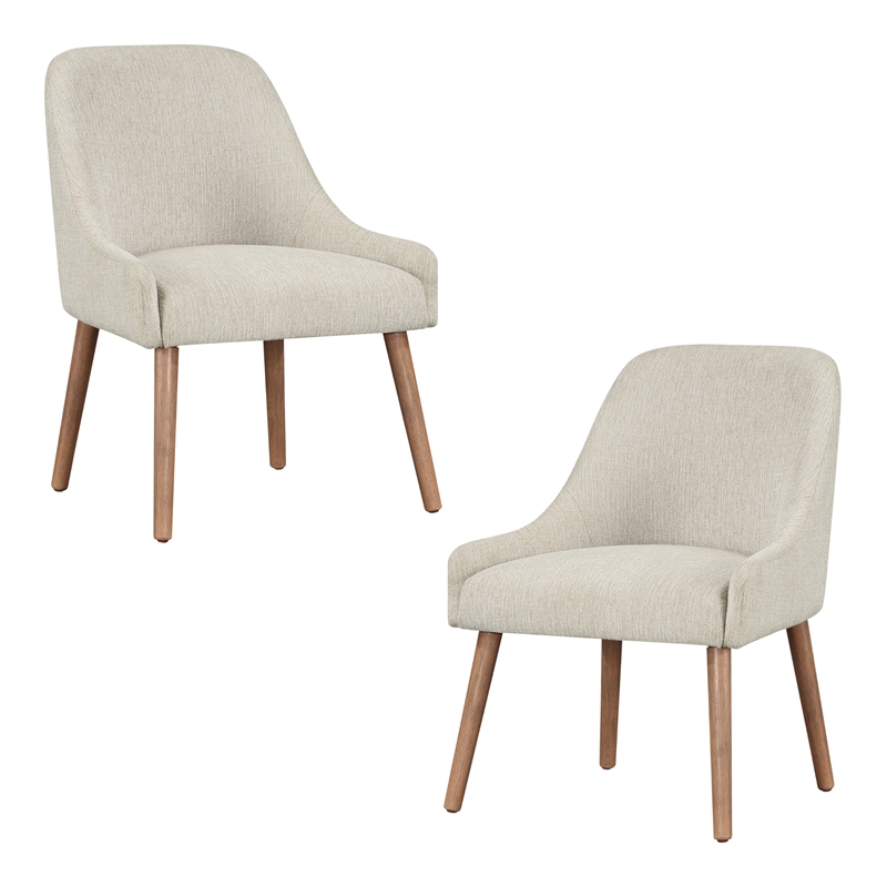 Scranton & Co Dining Chair 2-Pack in Linen White with Medium Oak Wood Legs