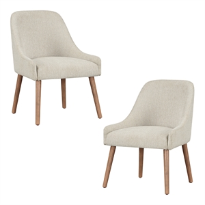Scranton & Co Dining Chair 2-Pack in Linen White with Medium Oak Wood Legs