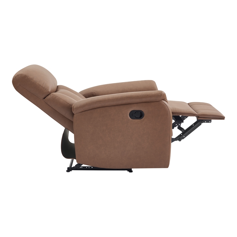 Scranton & Co Pushback Recliner in Saddle Brown Faux Leather