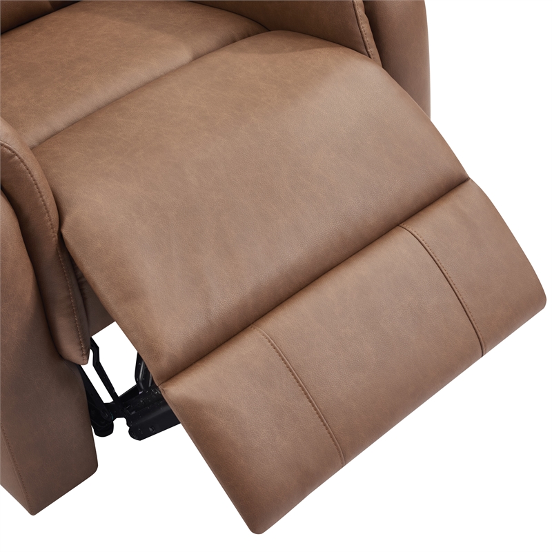Scranton & Co Pushback Recliner in Saddle Brown Faux Leather