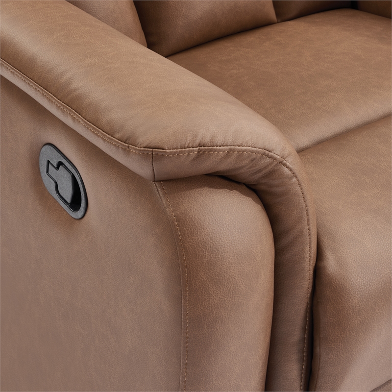 Scranton & Co Pushback Recliner in Saddle Brown Faux Leather