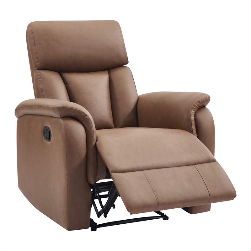 Scranton & Co Pushback Recliner in Saddle Brown Faux Leather