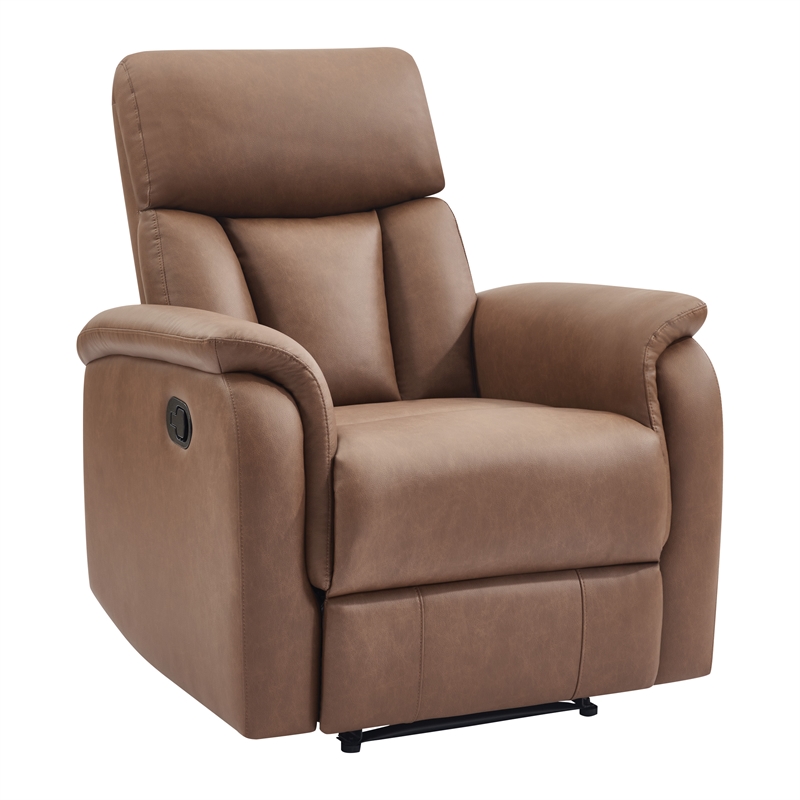 Scranton & Co Pushback Recliner in Saddle Brown Faux Leather