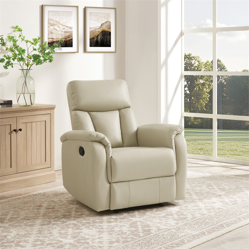 Scranton & Co Contemporary Pushback Recliner in Taupe Faux Leather