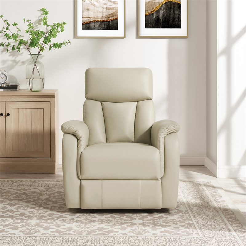 Scranton & Co Contemporary Pushback Recliner in Taupe Faux Leather