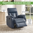 Scranton & Co Pushback Recliner in Navy Faux Leather Traditional Style