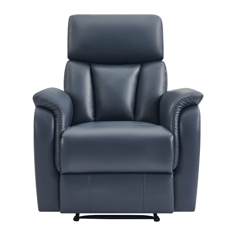 Scranton & Co Pushback Recliner in Navy Faux Leather Traditional Style